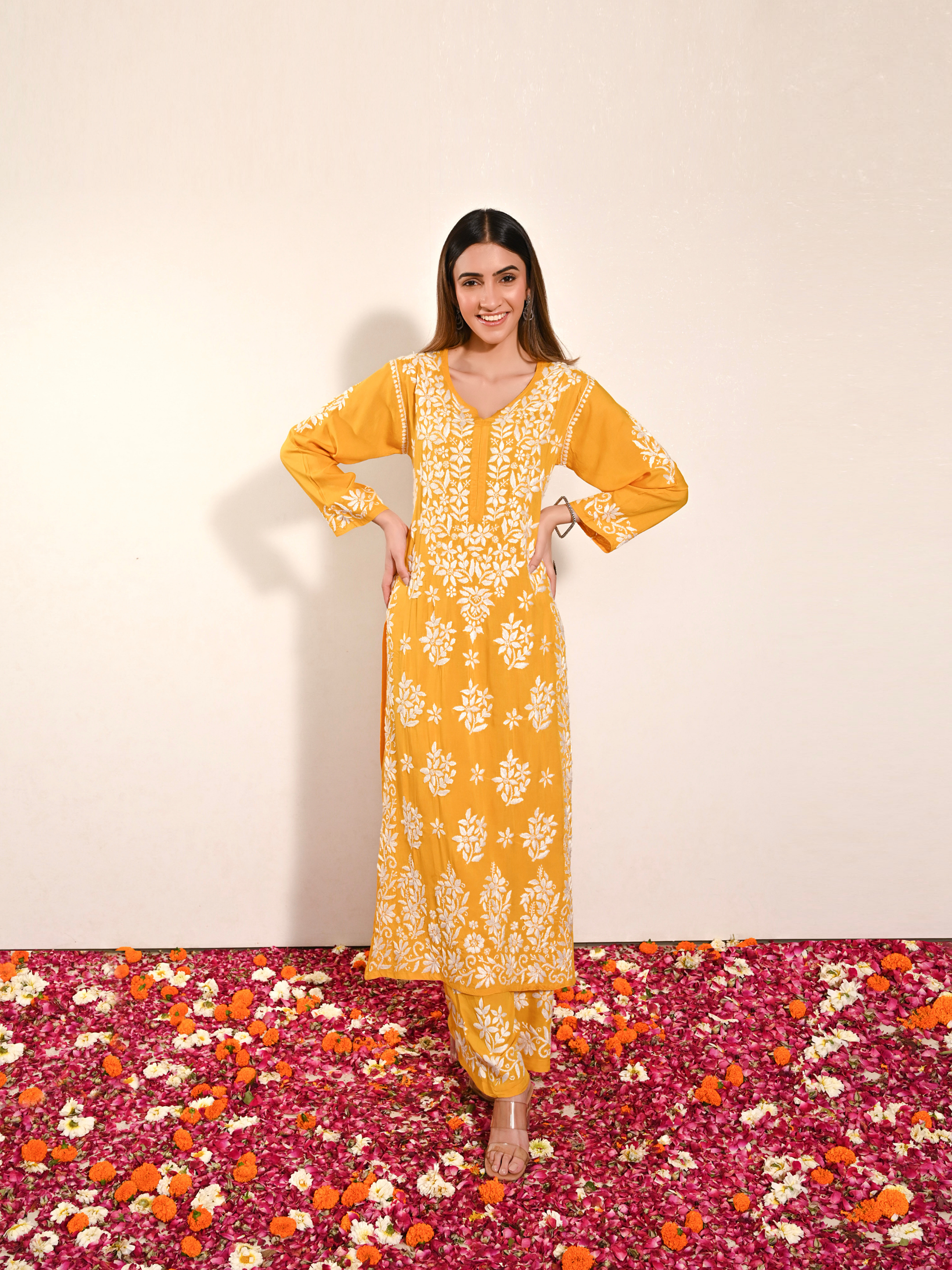 Zainab Modal Cotton Set - Mustard