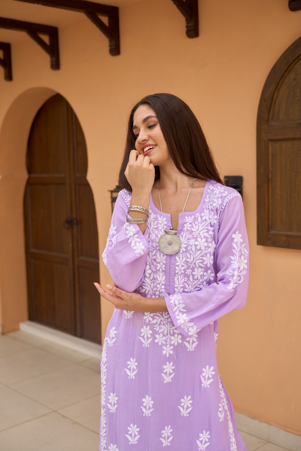 Zaira Modal Cotton Chikankari Set - Lavender