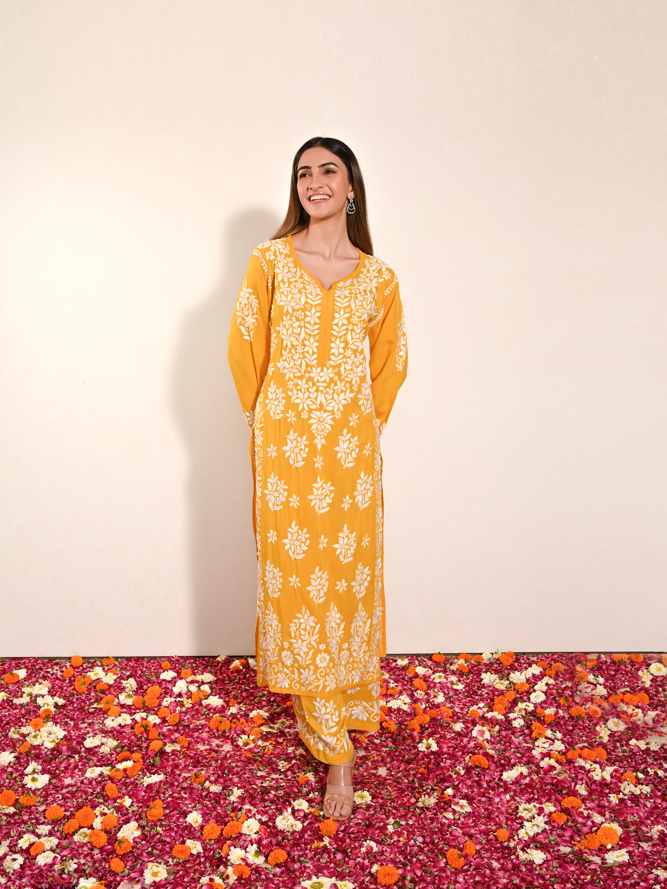 Zainab Modal Cotton Set - Mustard