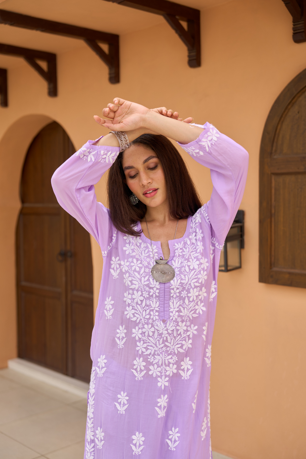 Zaira Modal Cotton Chikankari Set - Lavender