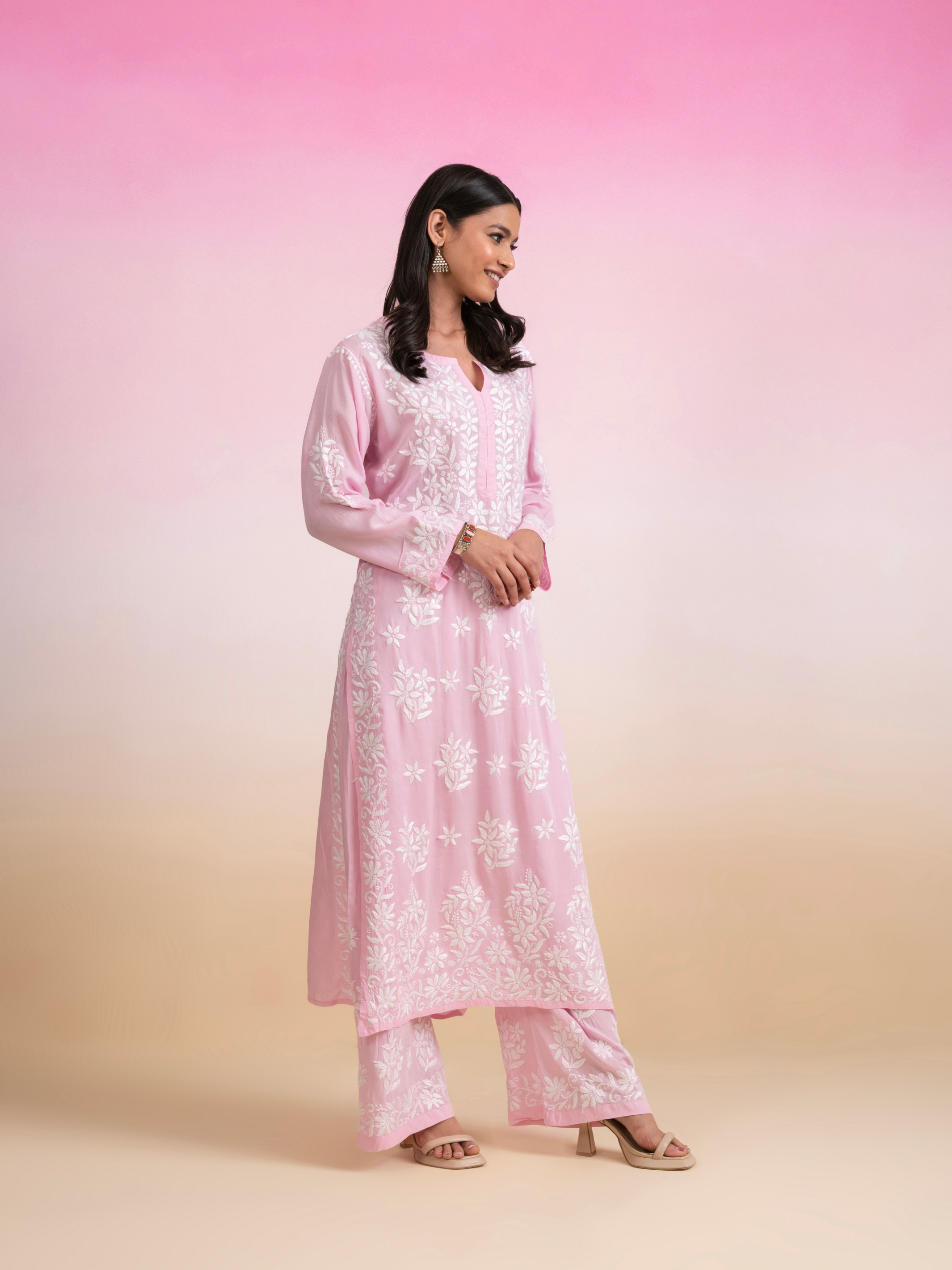Zainab Modal Cotton Set - Pink