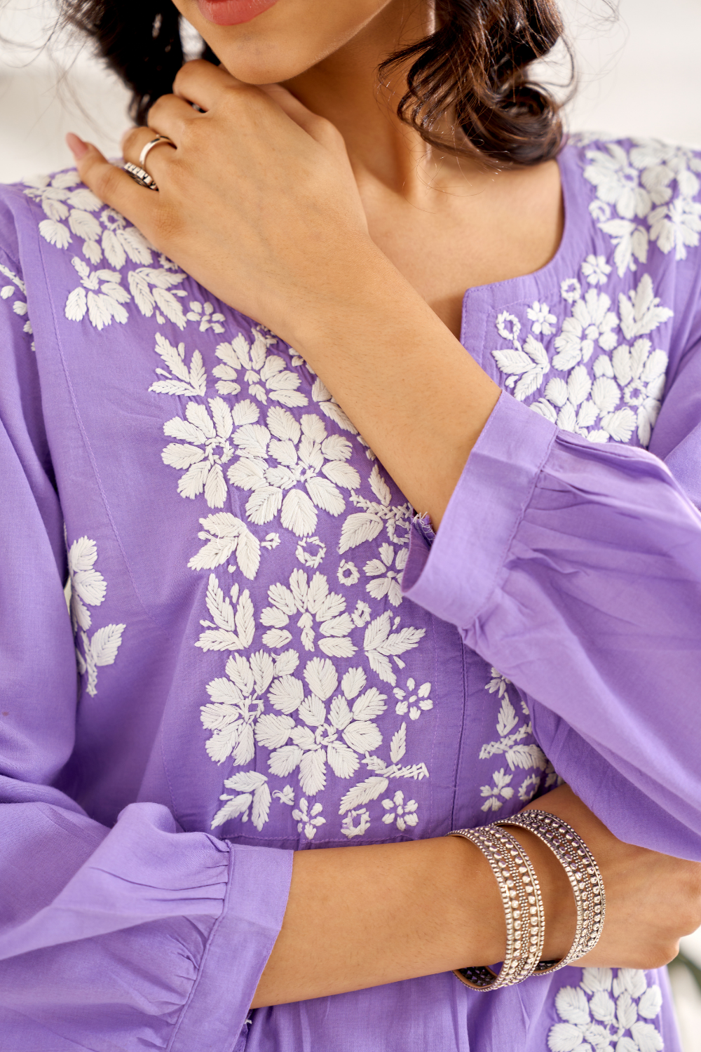 Ruby Modal Cotton Chikankari Set - Lavender