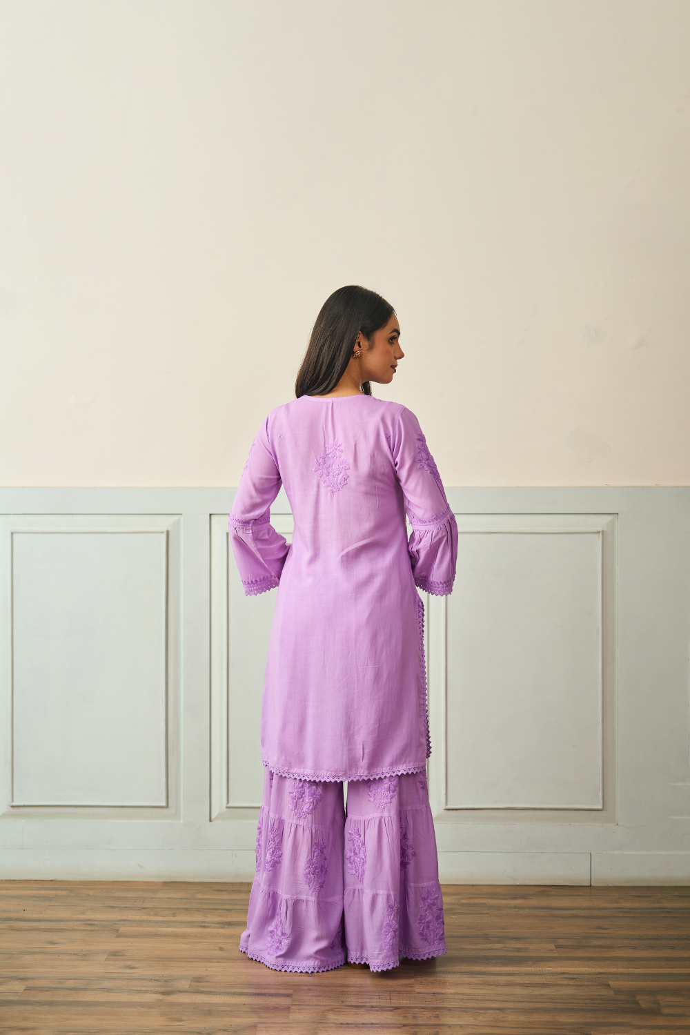 Heena Modal Cotton Chikankari Garara Set - Purple