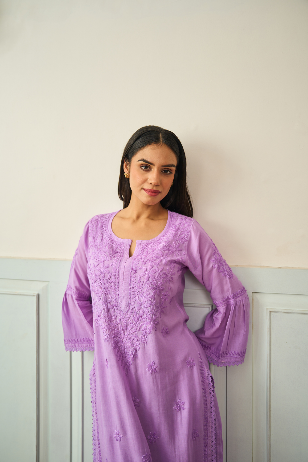 Heena Modal Cotton Chikankari Garara Set - Purple