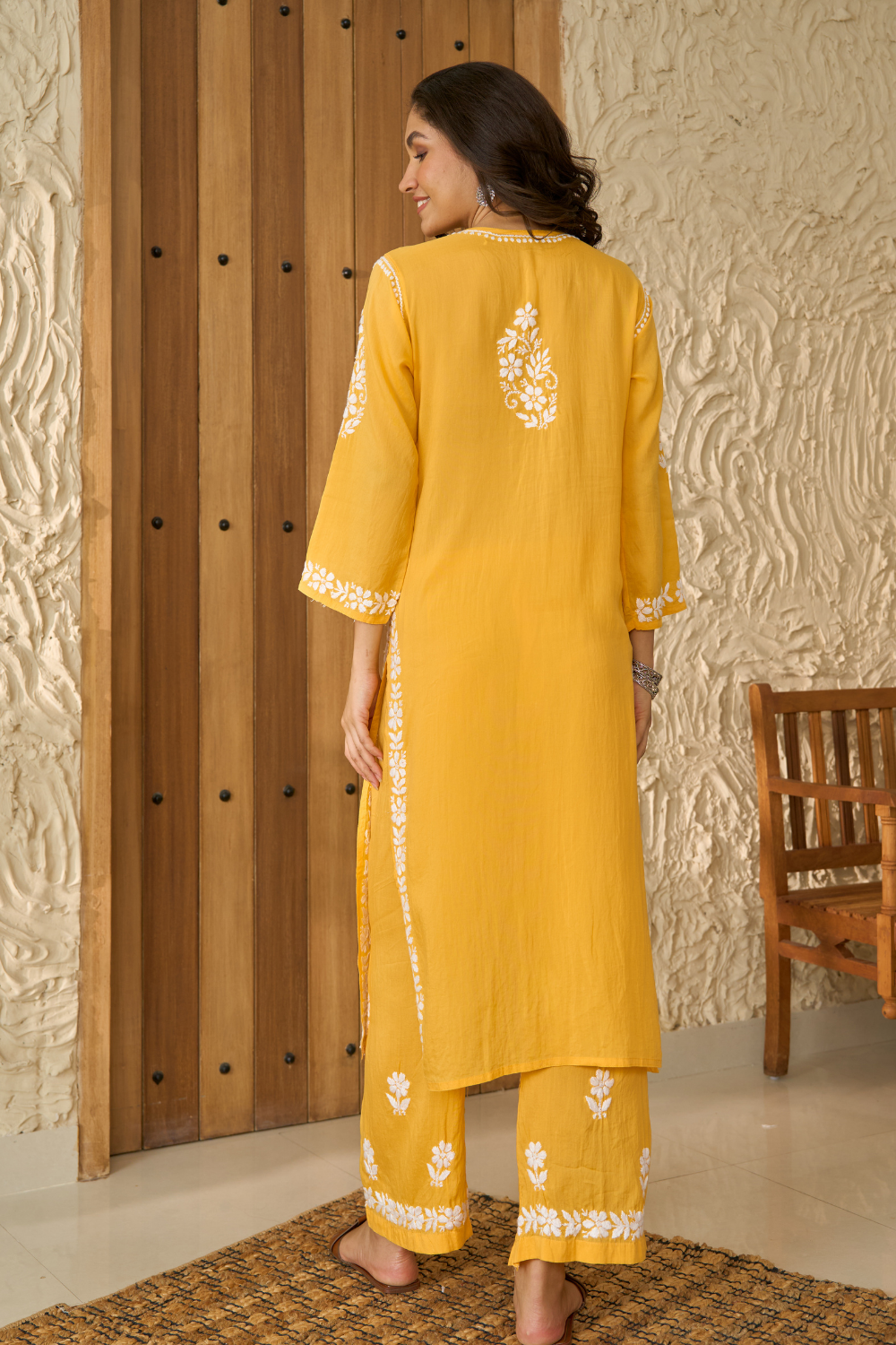 Zaira Modal Cotton Chikankari Set - Yellow