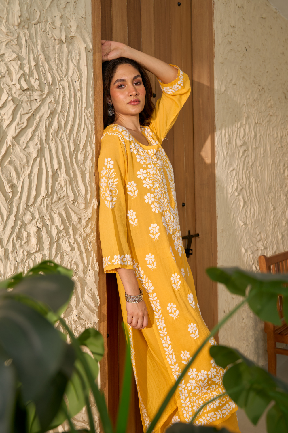 Zaira Modal Cotton Chikankari Set - Yellow