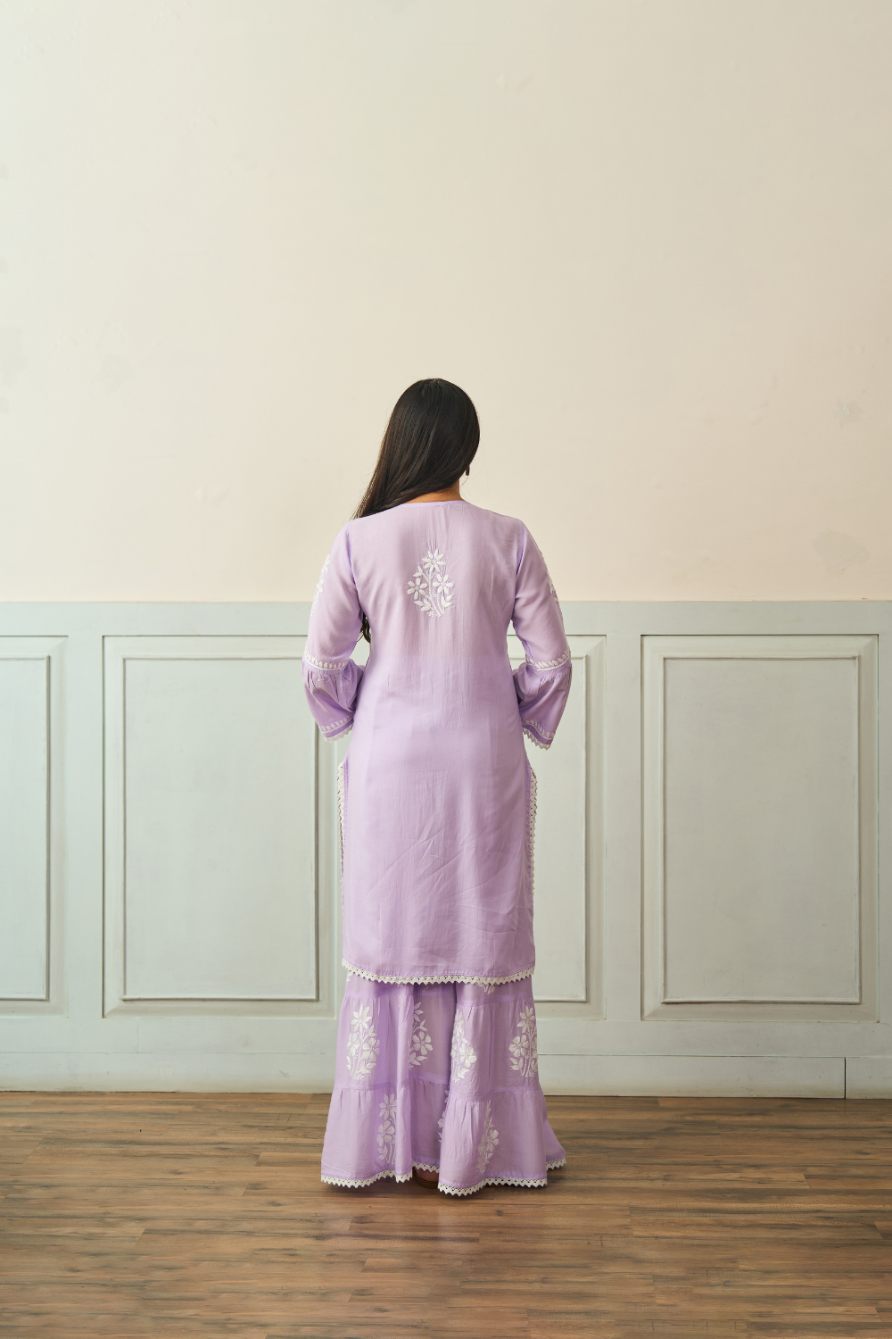 Heena Modal Cotton Chikankari Garara Set - Lavender