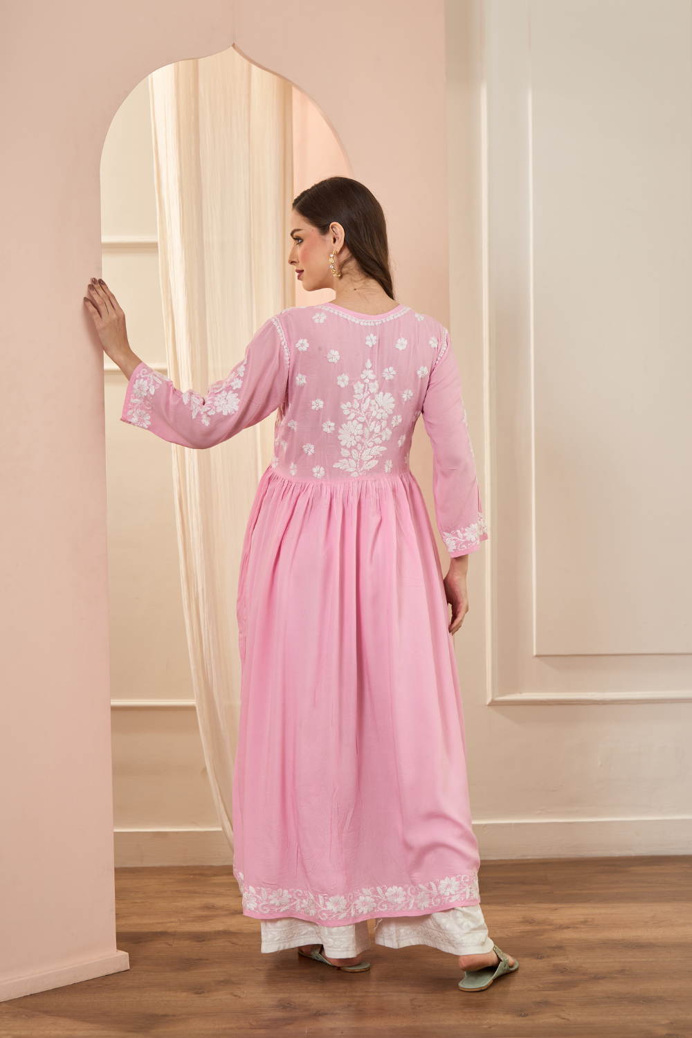 Zahra Modal Cotton Anarkali - Pink