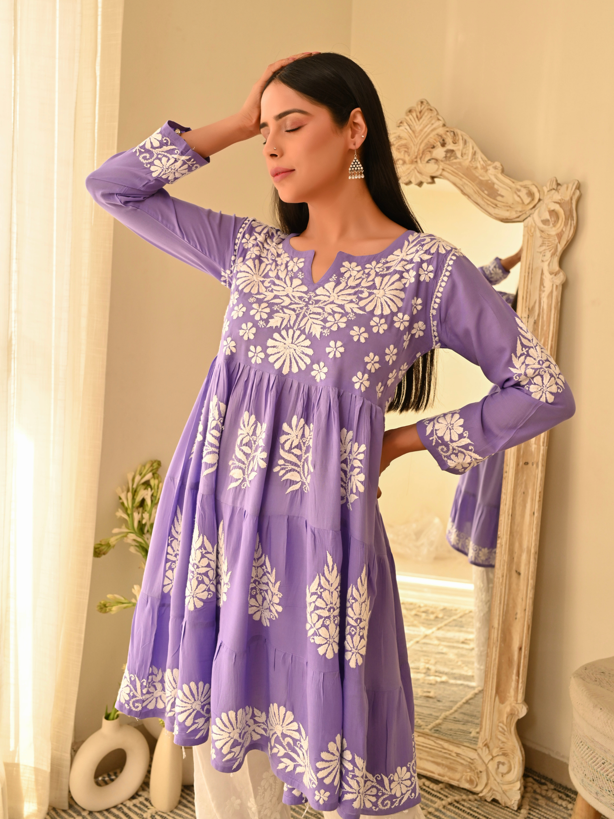 Hiba Modal Short Anarkali - Lavender