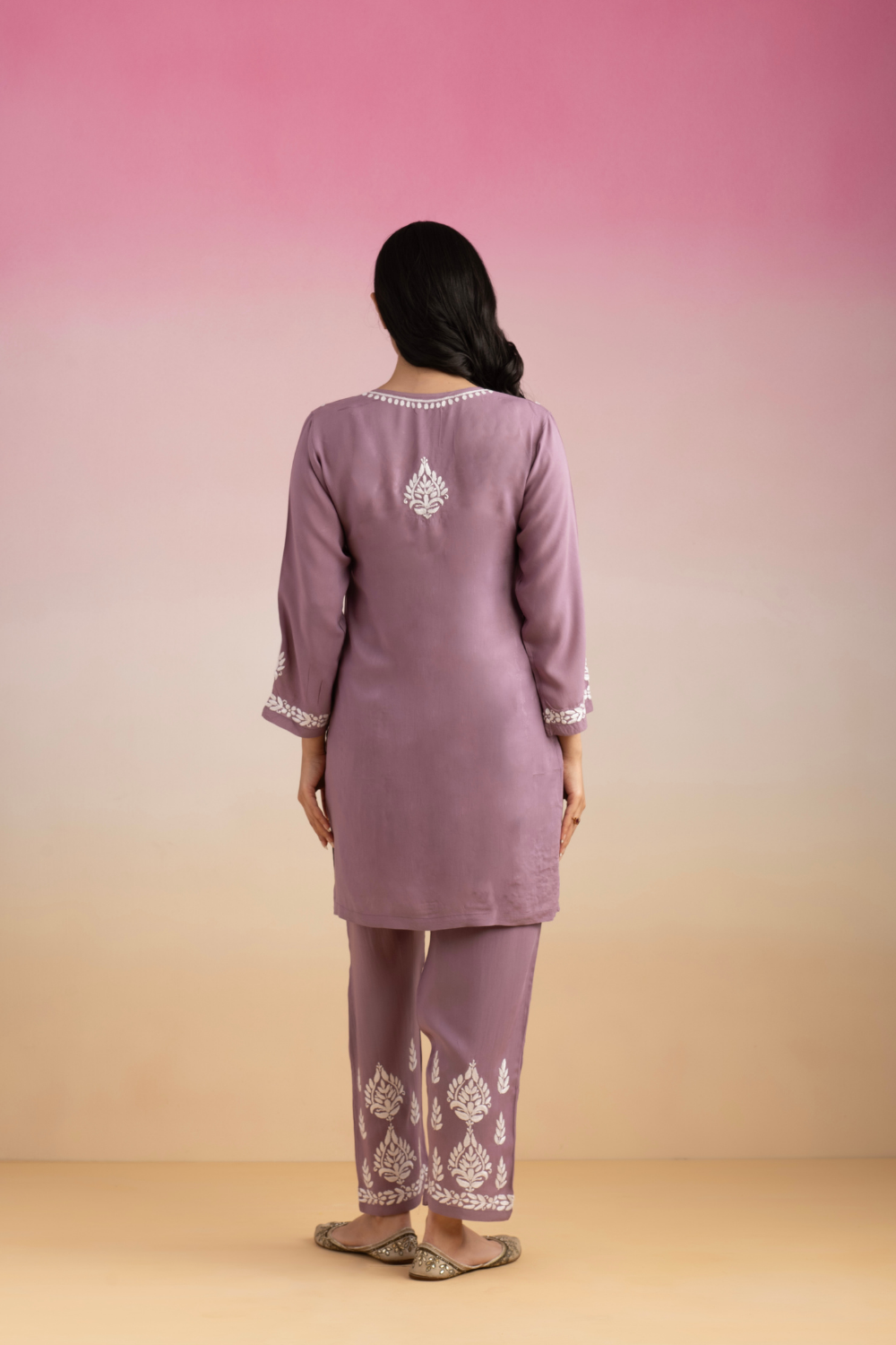 Rumi Modal Cotton Chikankari Set - Purple