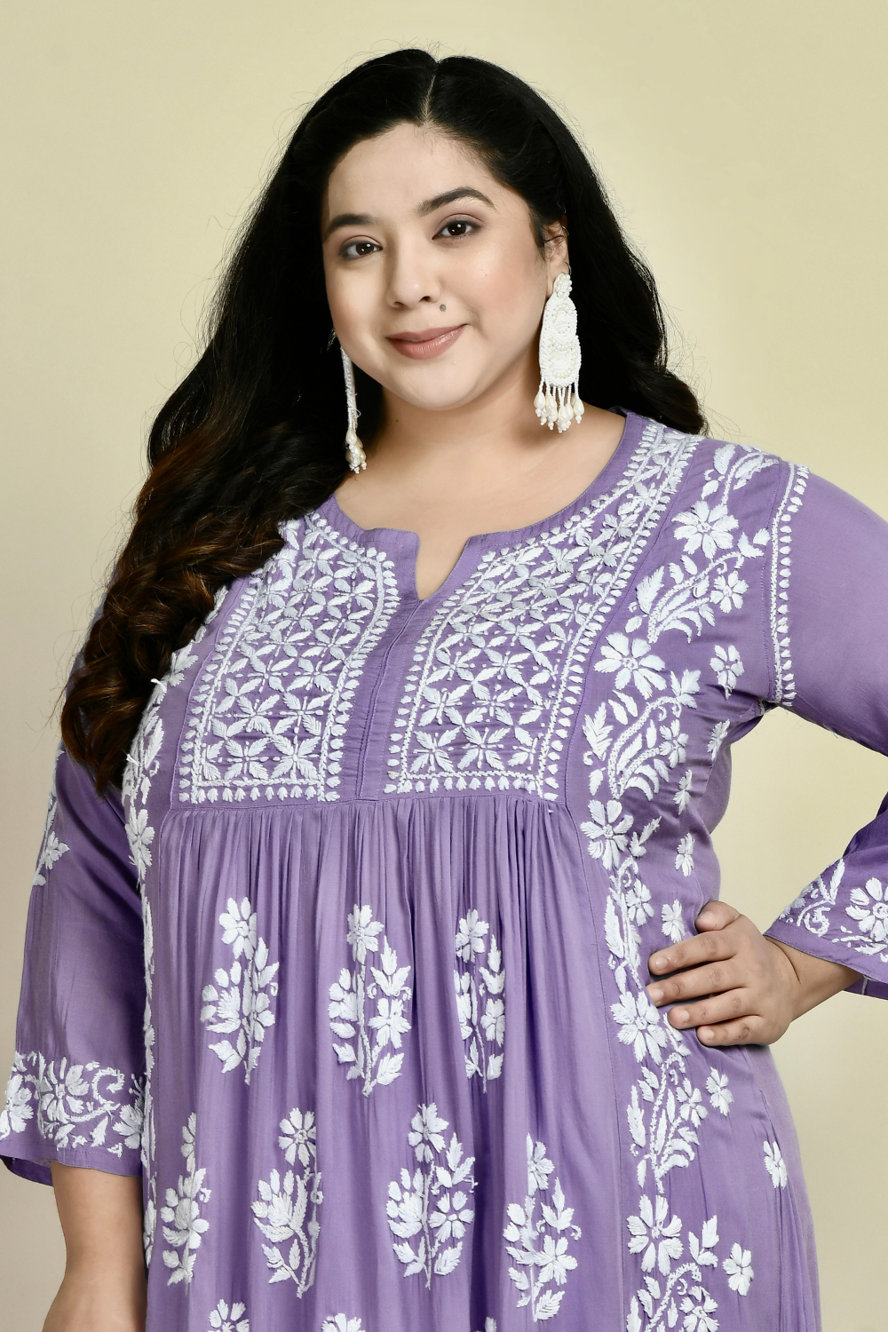 Zoya Modal Cotton A-line - Purple