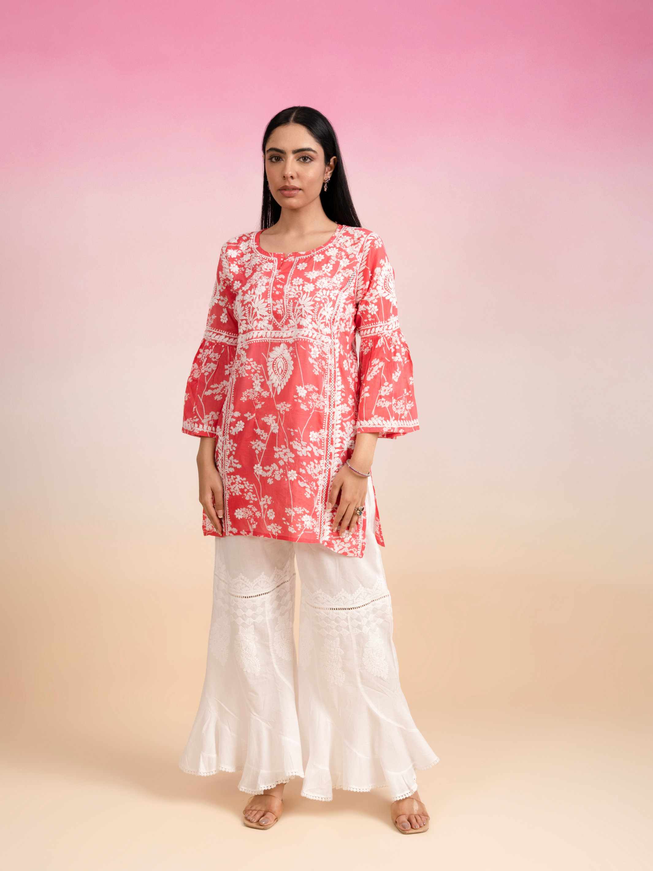 Haniya Short Mul Cotton Printed Kurti - Pink