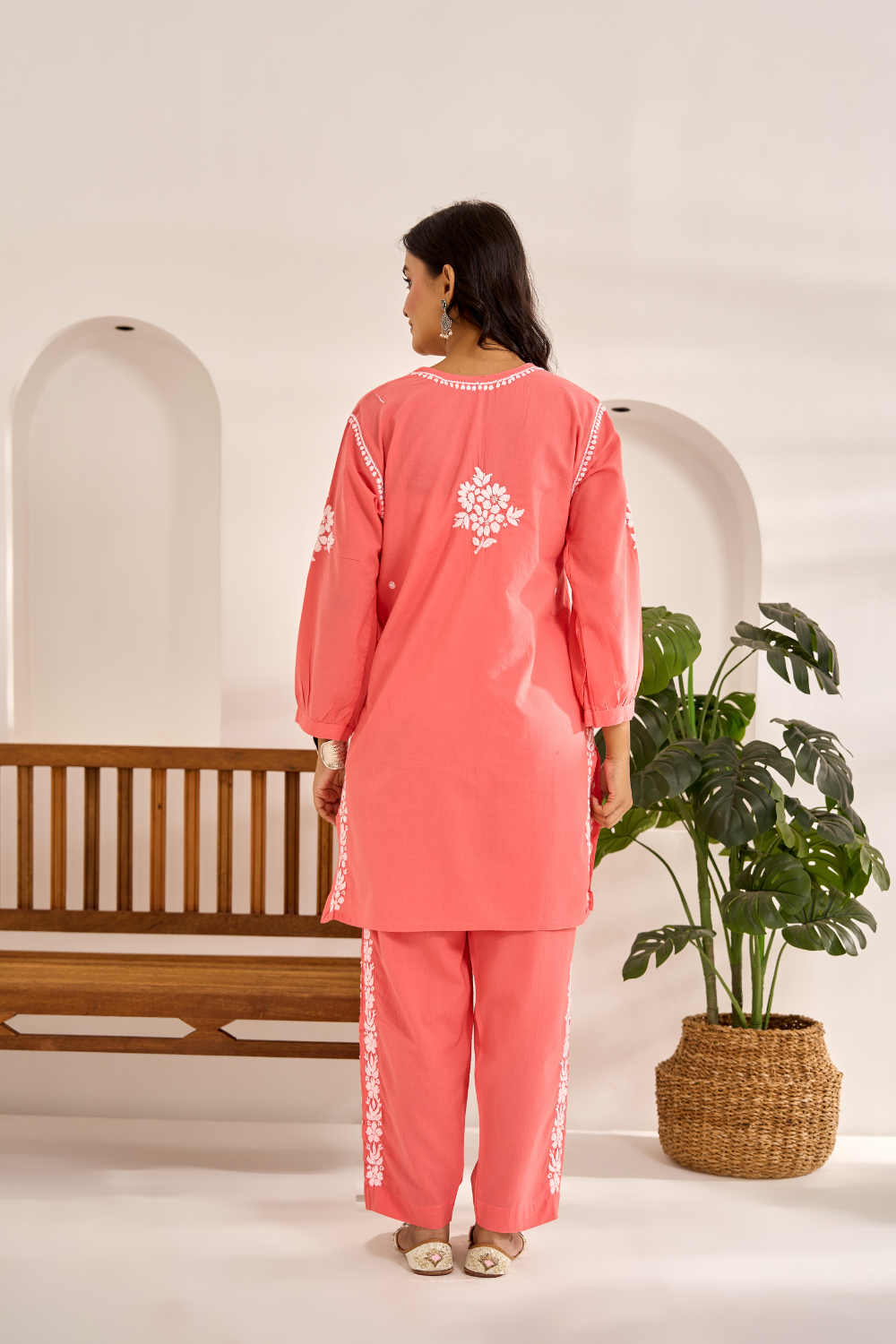 Ruby Modal Cotton Chikankari Set - Peach