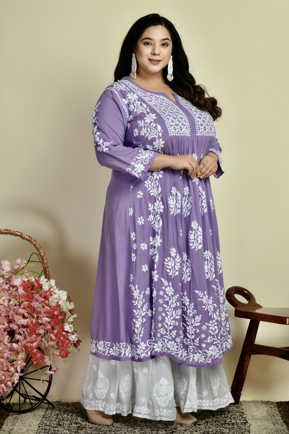 Zoya Modal Cotton A-line - Purple