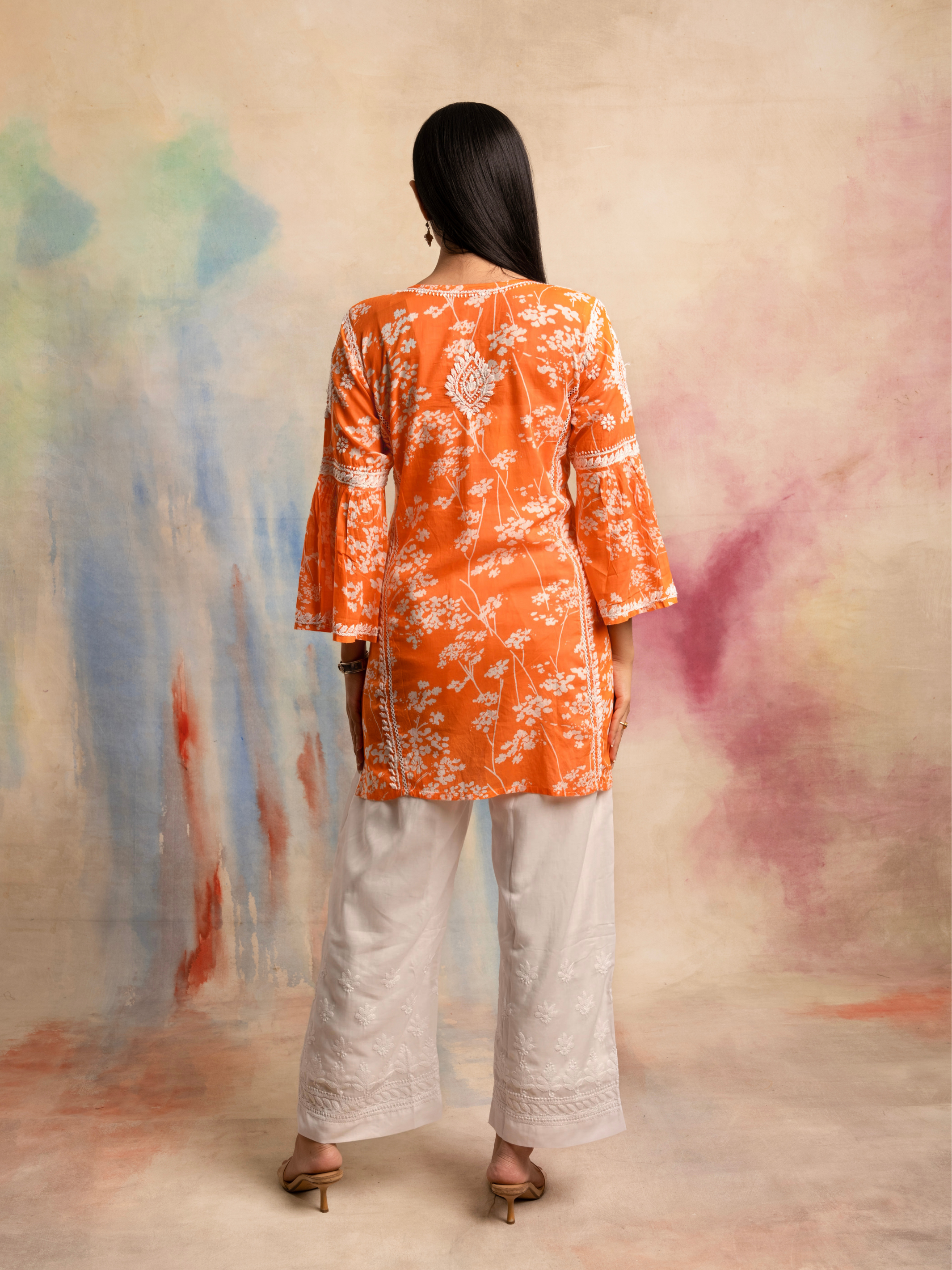 Haniya Short Mul Cotton Printed Kurti - Orange