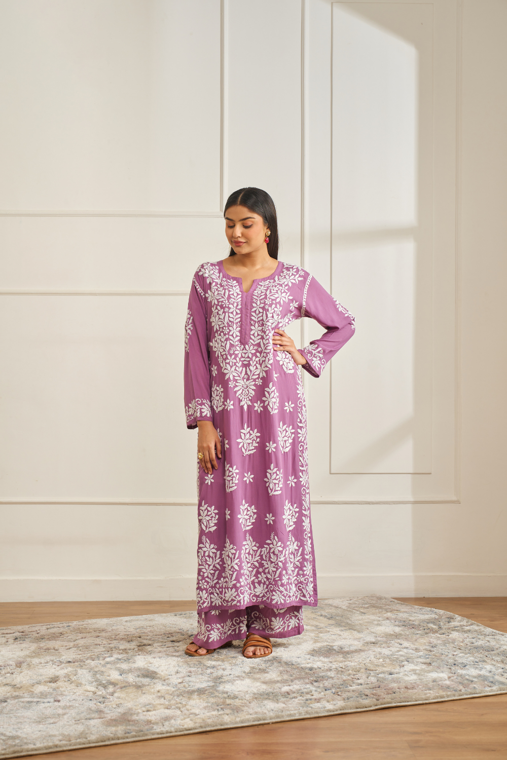 Zainab Modal Cotton Set - Purple