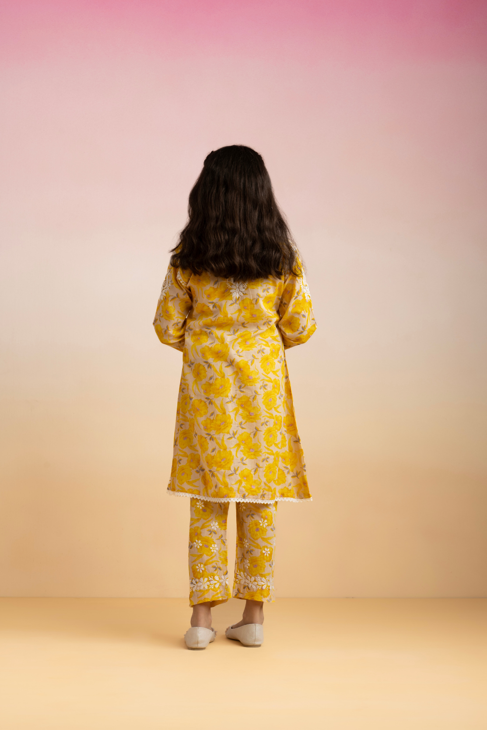 Isha Kids Chikankari Printed Set - Yellow