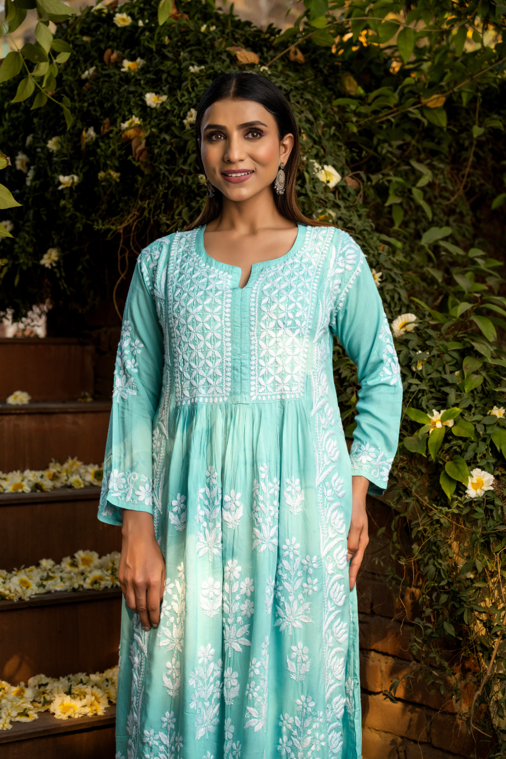 Zoya Modal Cotton A-line - Sea green