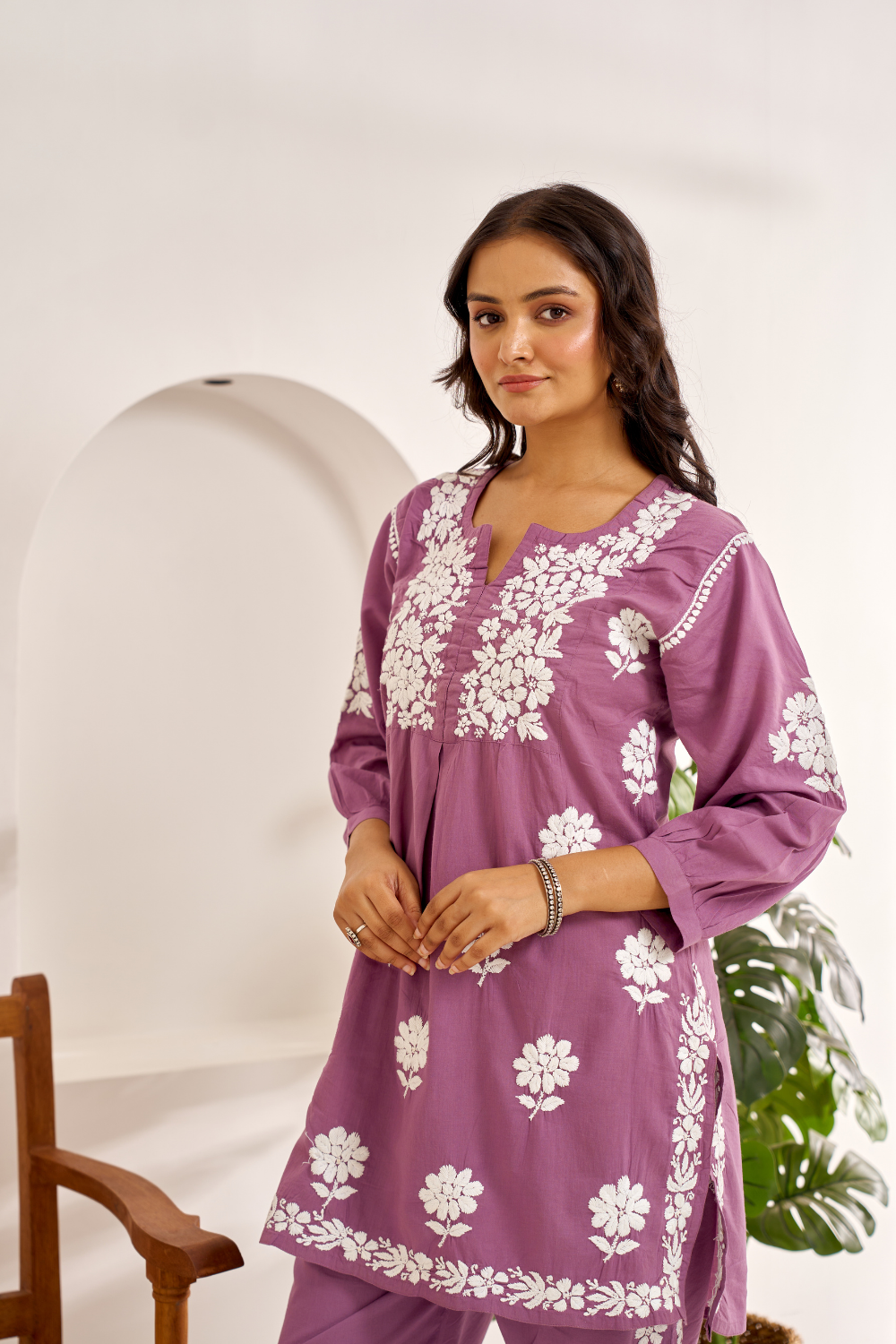 Ruby Modal Cotton Chikankari Set - Purple