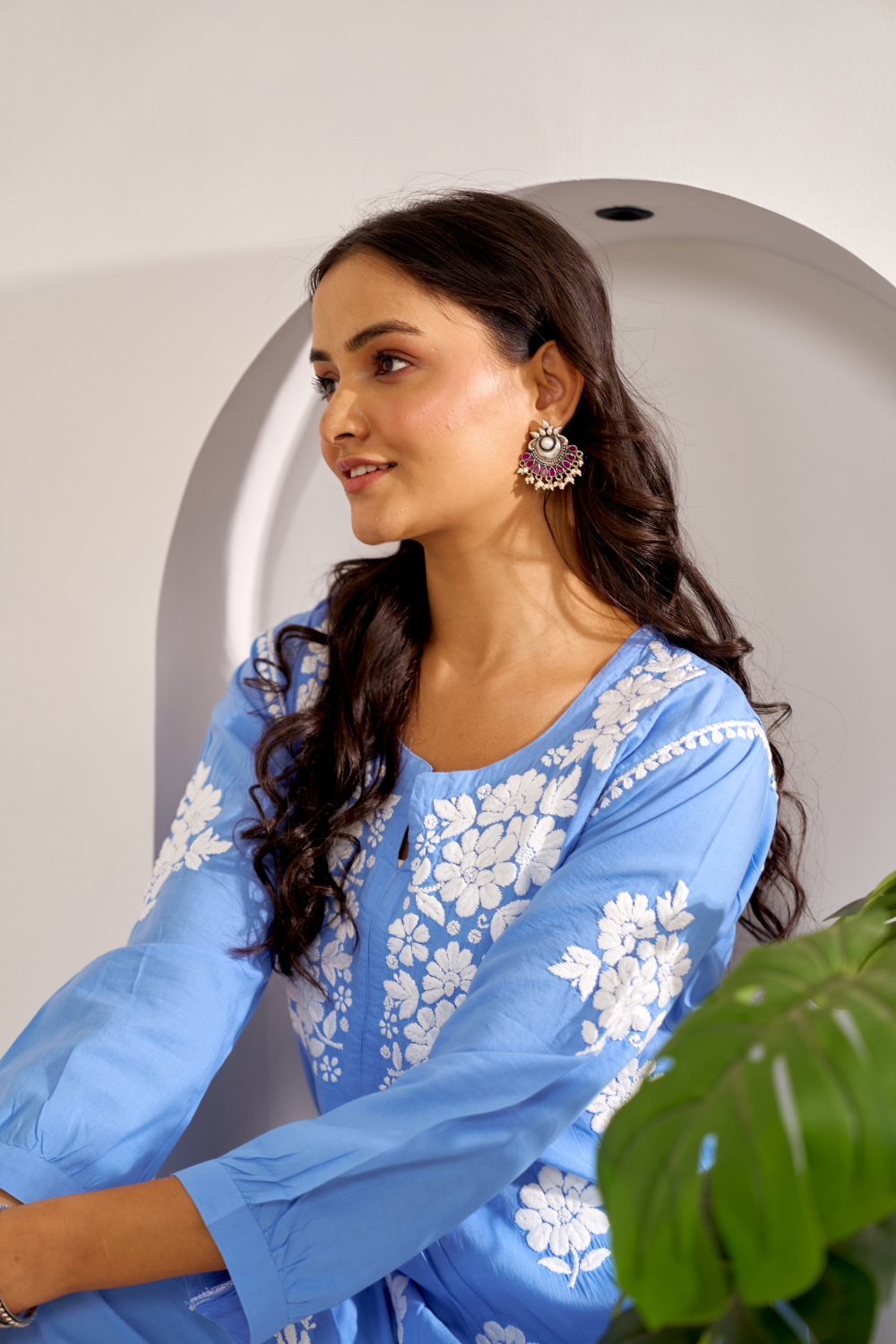 Ruby Modal Cotton Chikankari Set - Blue