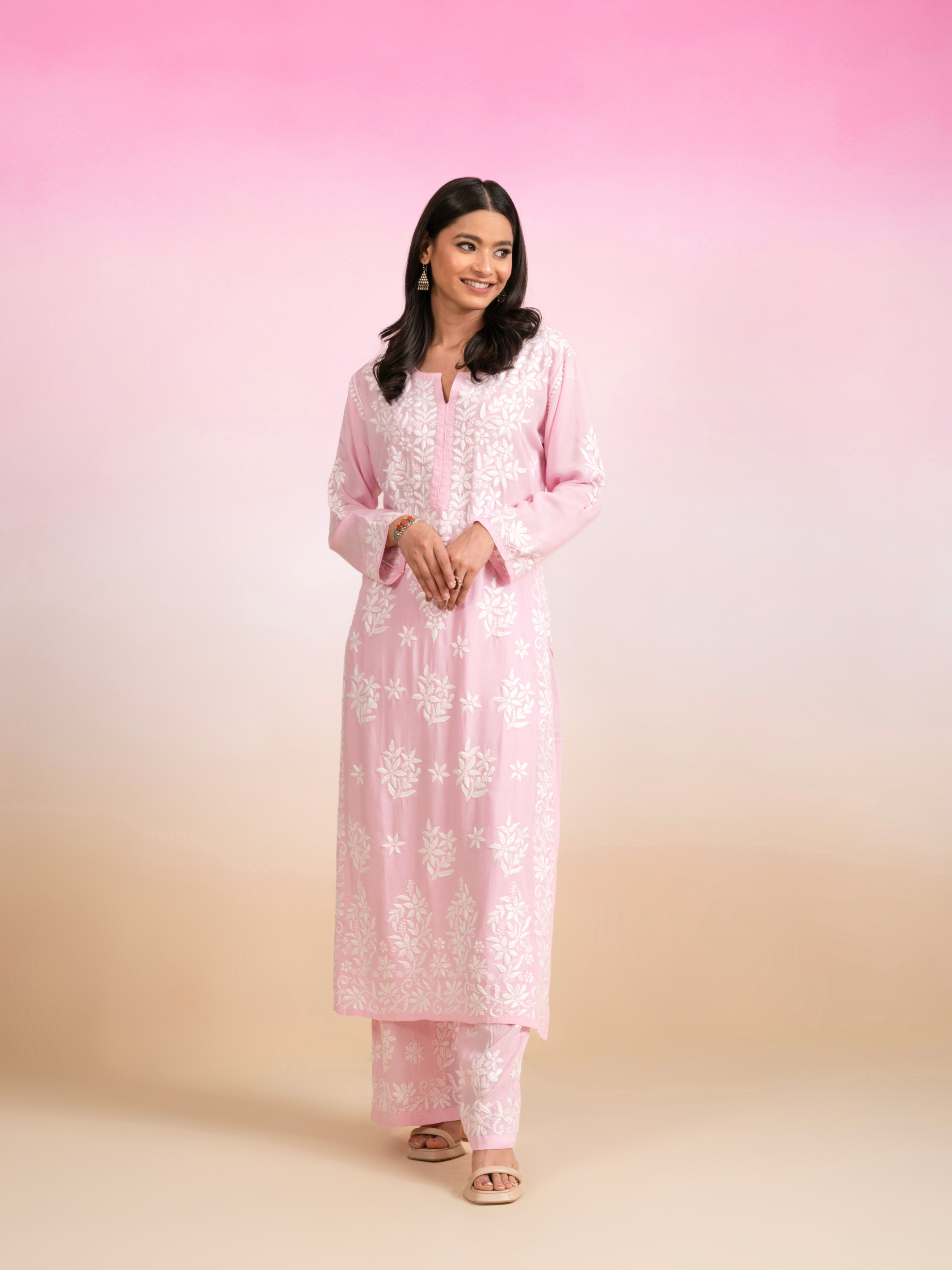 Zainab Modal Cotton Set - Pink