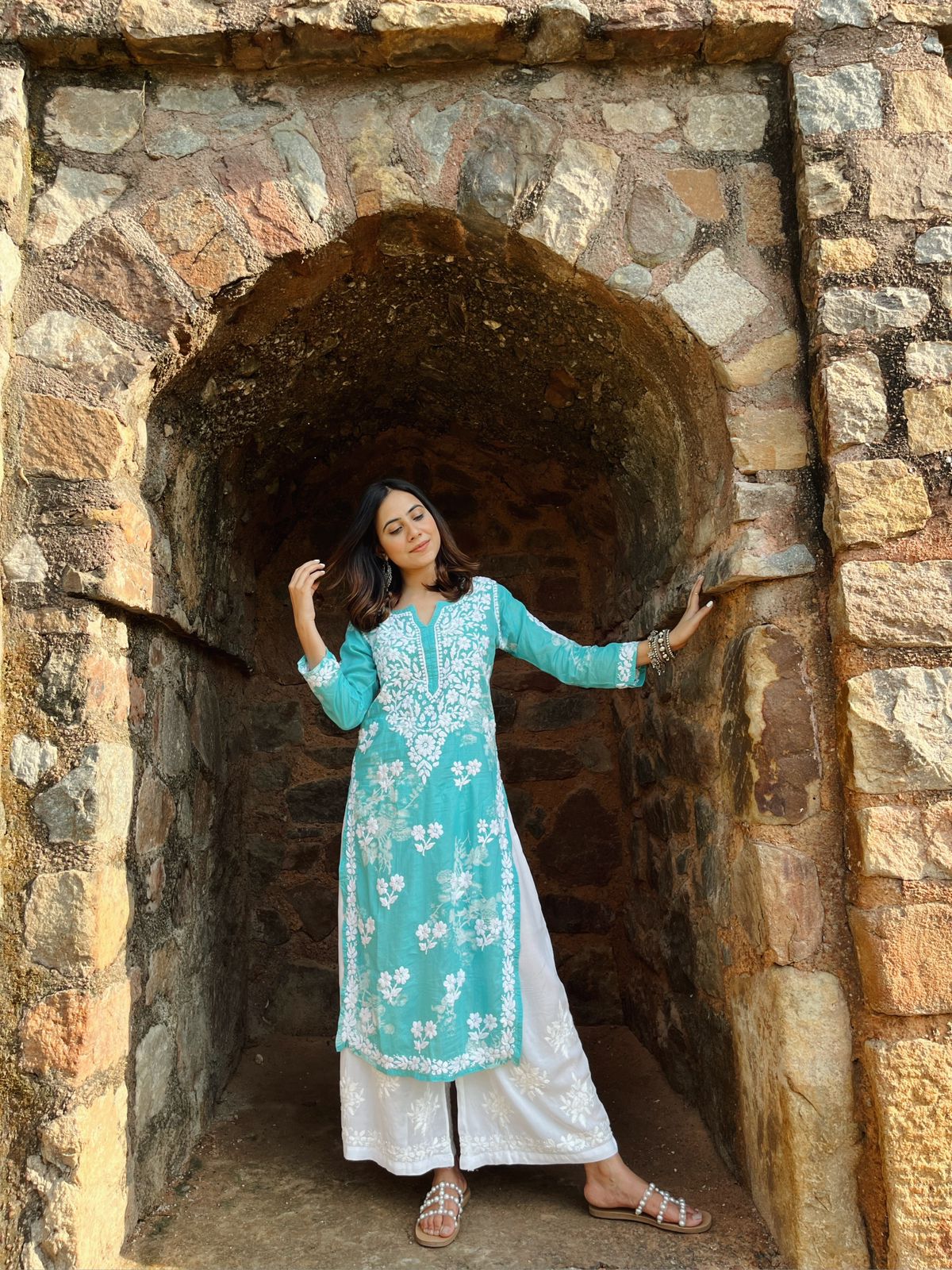 Arpita Gupta In Nisa Blue Printed Mulmul Cotton Kurti