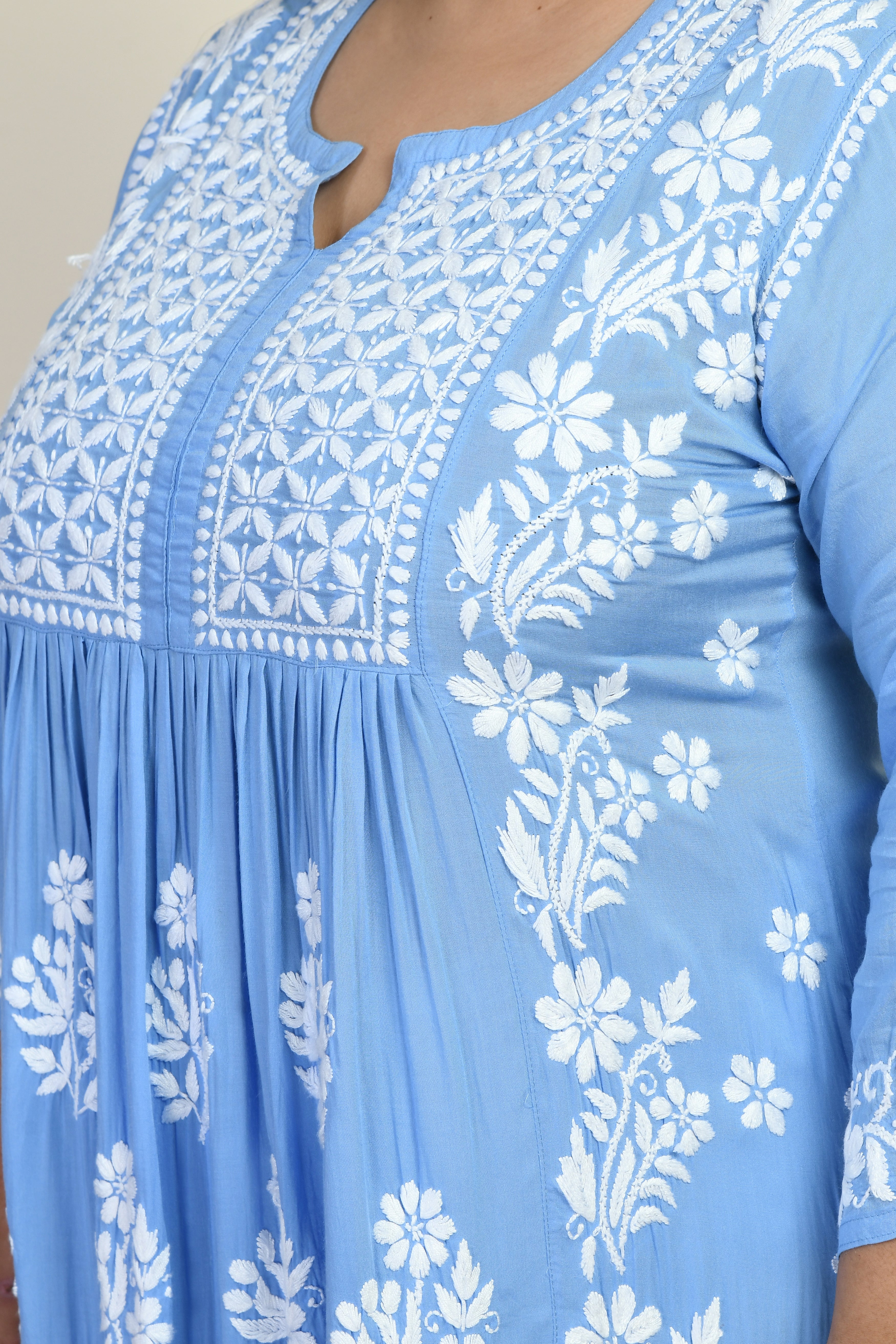 Zoya Modal Cotton A-Line Kurti - Blue