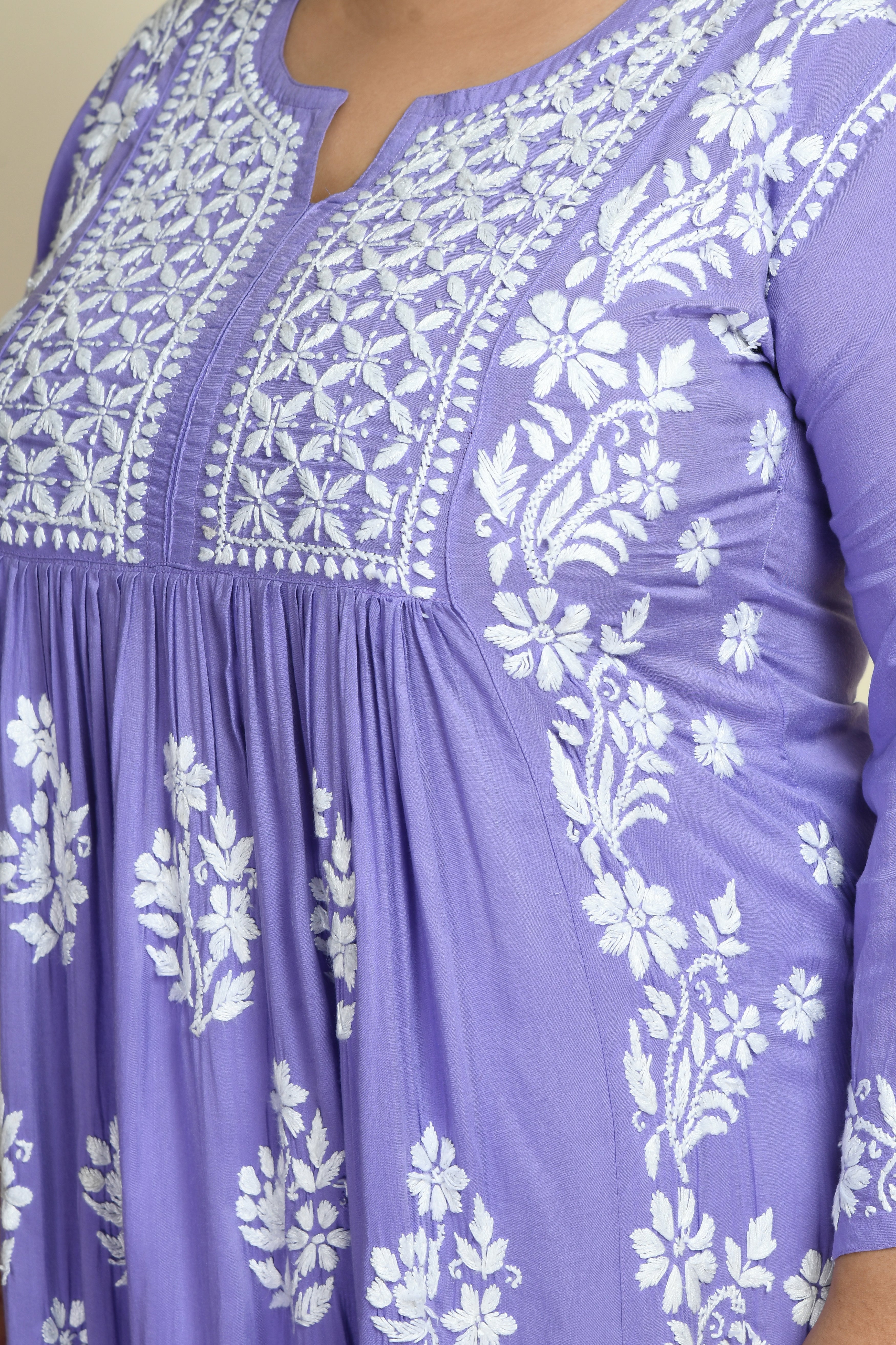 Zoya Modal Cotton A-Line Kurti - Lavender