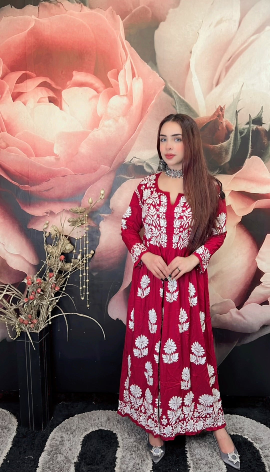 Zahra Modal Cotton Anarkali - Maroon