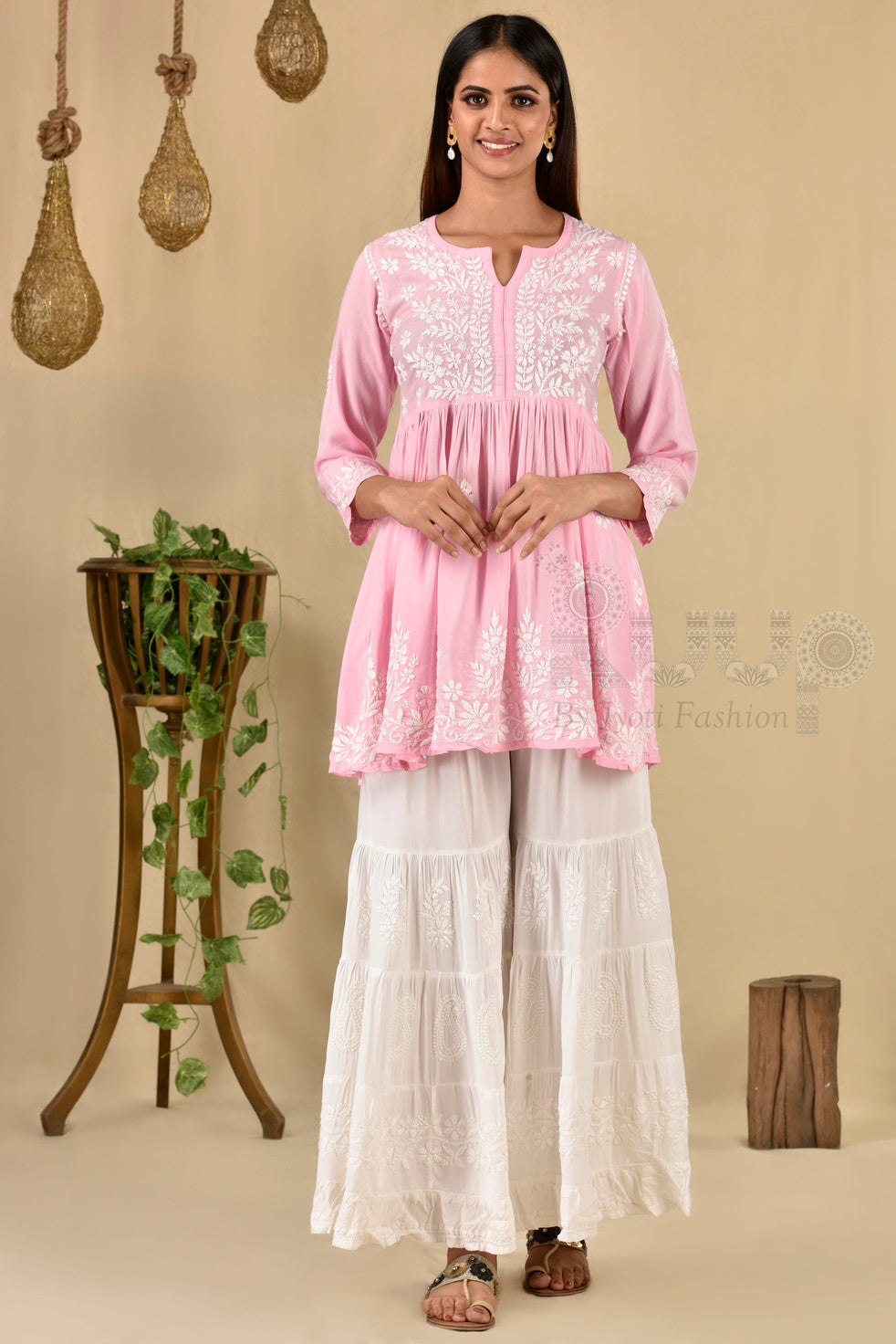 Fiza Modal Cotton Short Anarkali - Pink
