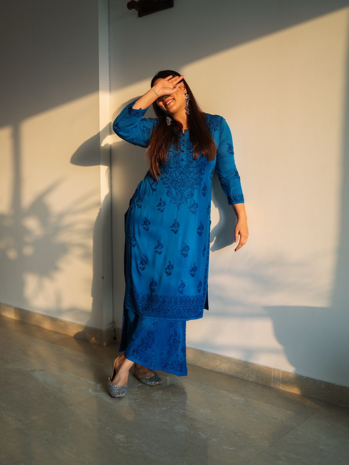 Sakshi Sindwani in Hot Blue Modal Cotton Set