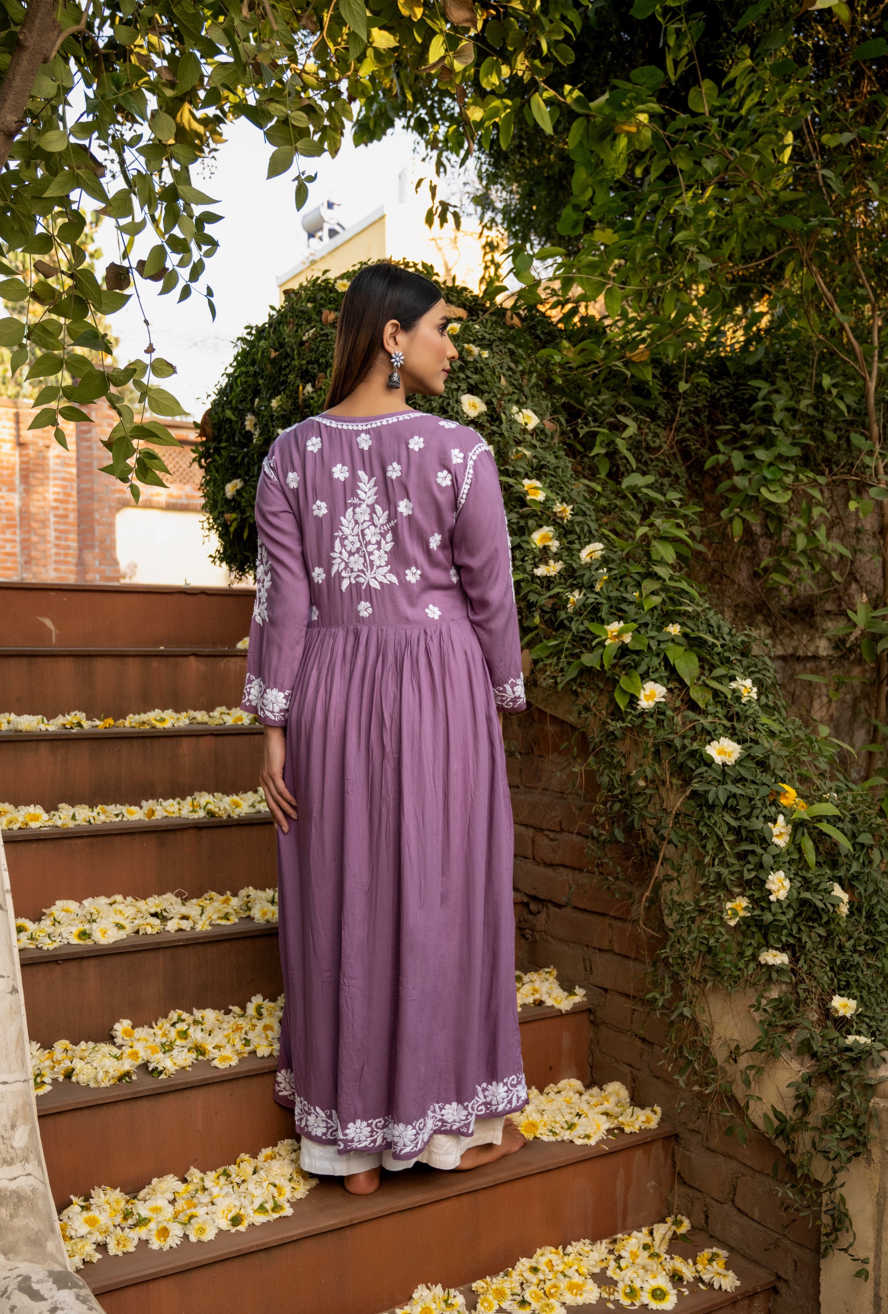 Zahra Modal Cotton Anarkali - Purple
