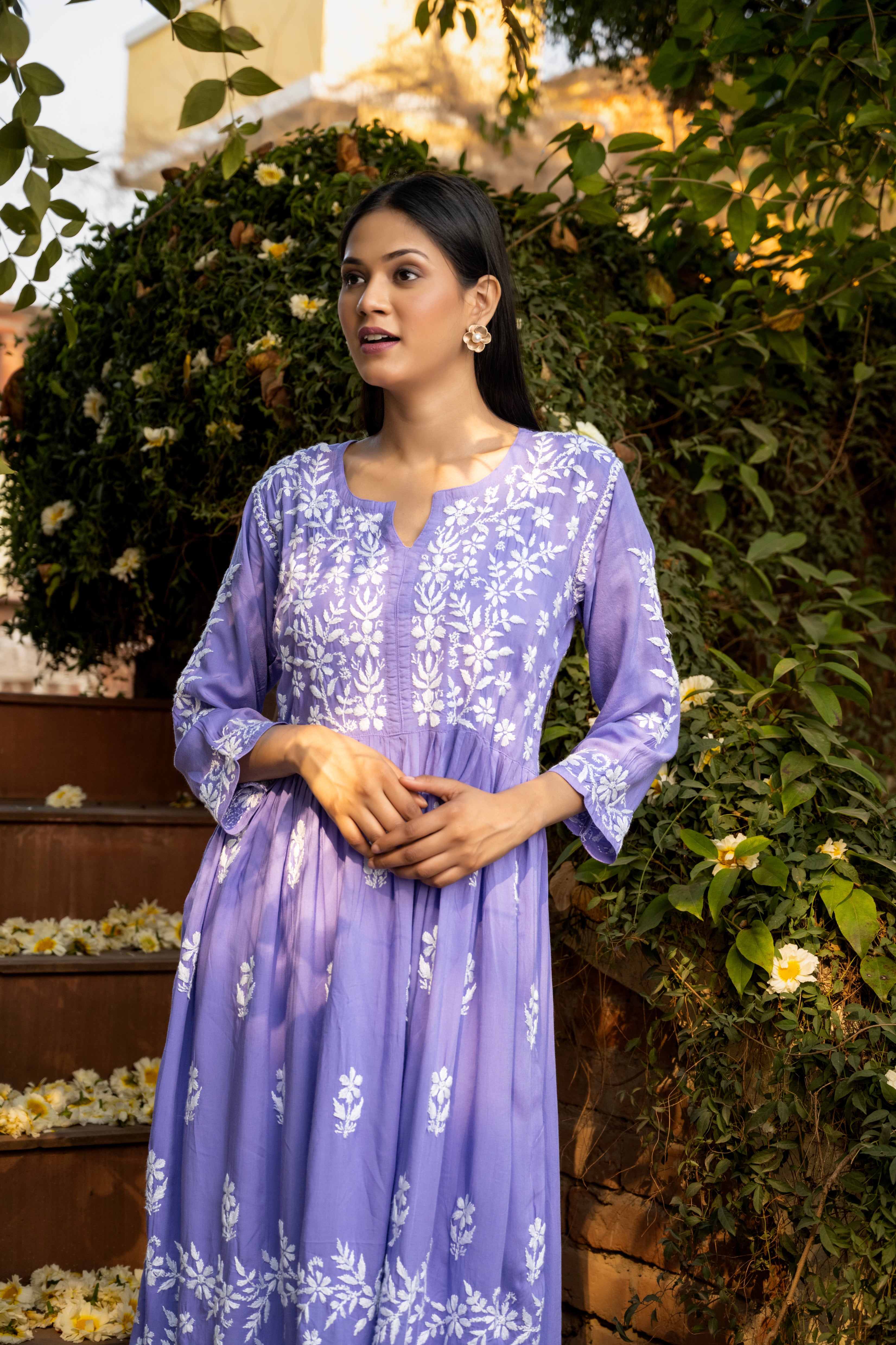Zahra Modal Cotton Anarkali - Lavender