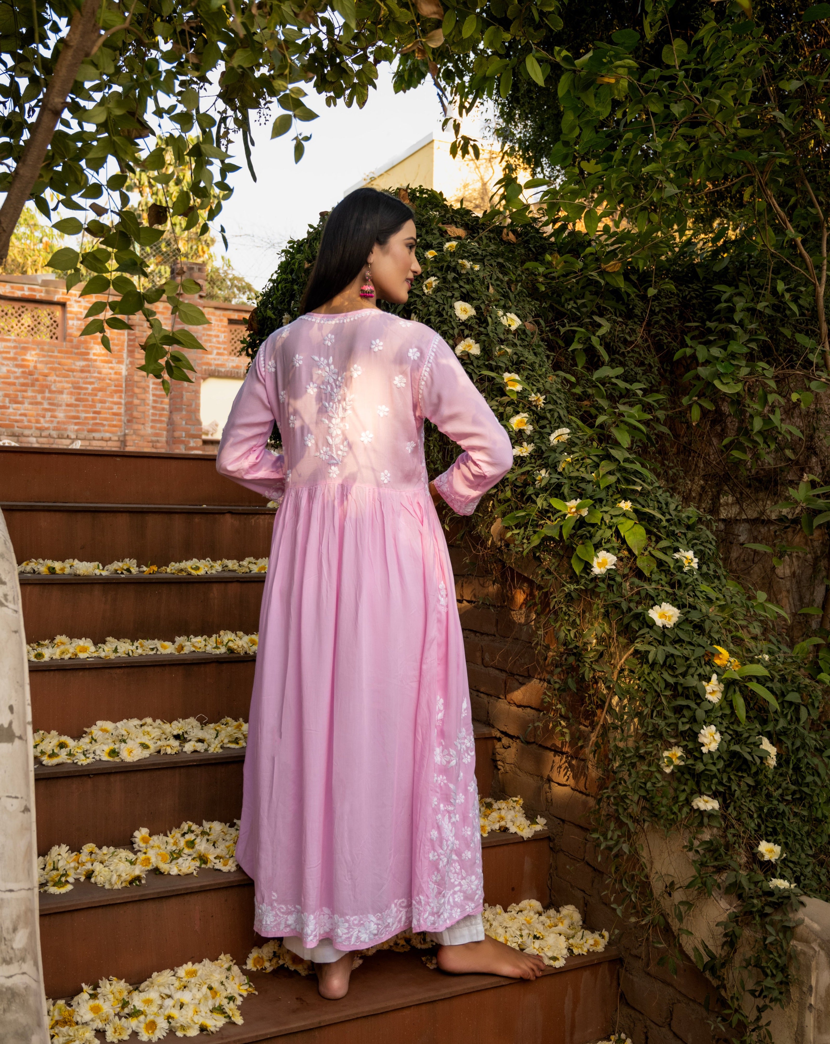 Zahra Modal Cotton Anarkali - Pink