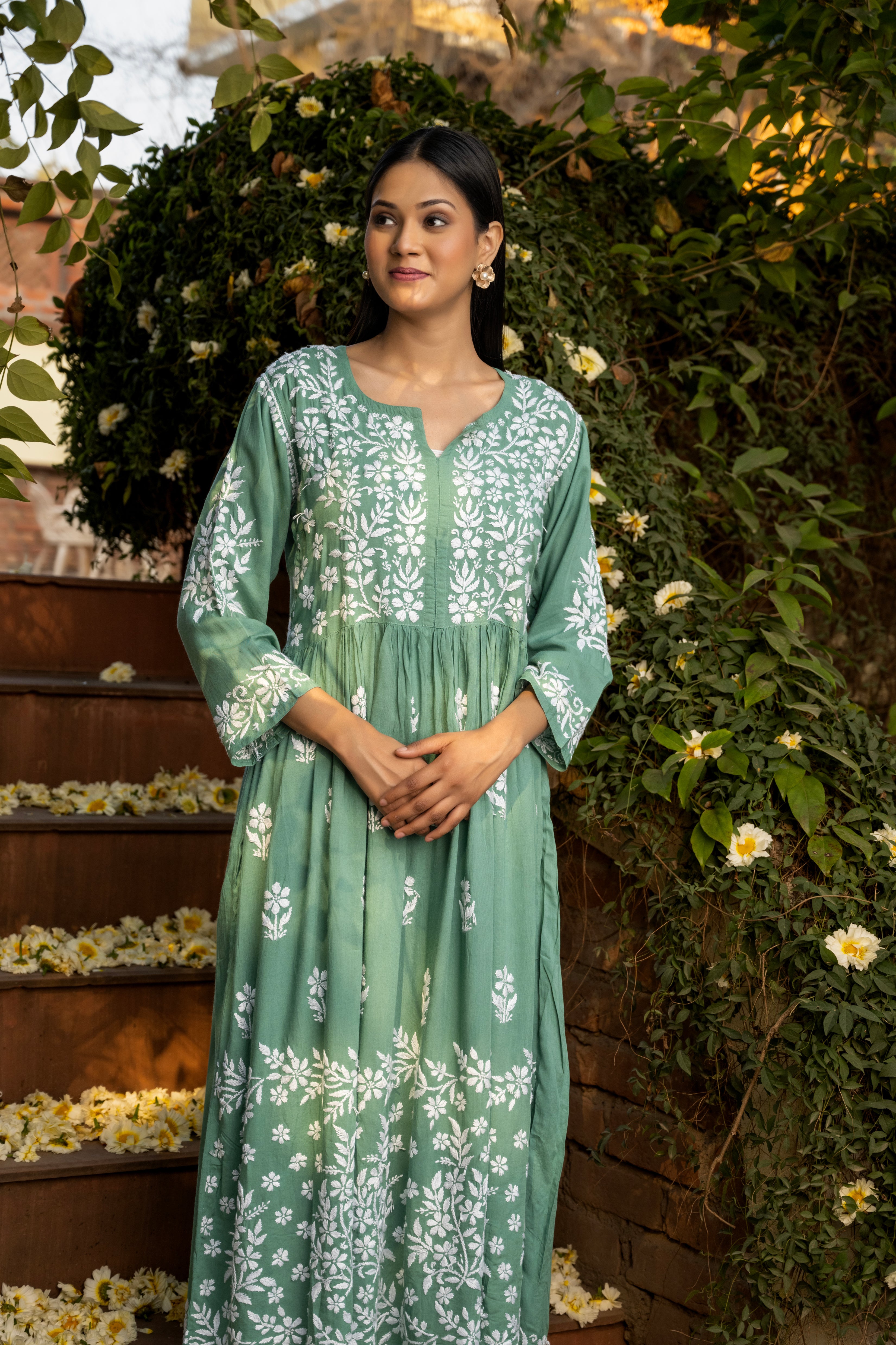 Meher Taluja In Zahra Modal Cotton Anarkali - Dark Green